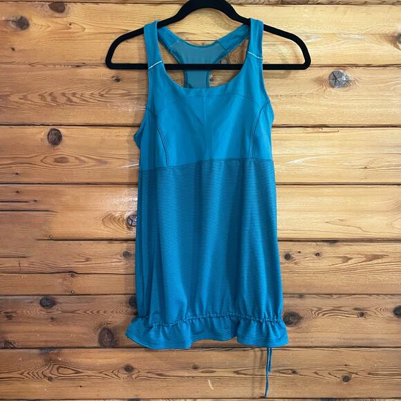 Athleta Coastal Green Teal Skills and Drills Tank Top Sz Small Blue Drawstring - Picture 1 of 6